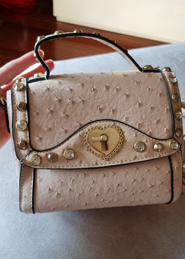 Borsa bauletto similpelle rosa cipria