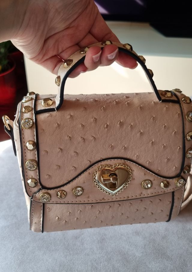 Borsa bauletto similpelle rosa cipria