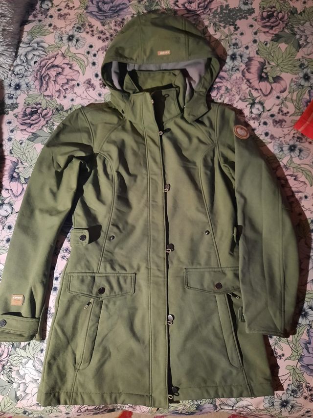 Chaqueta Impermeable Icepeak talla 36 largo verde