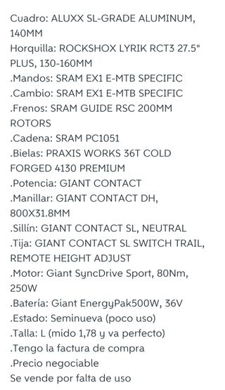 Bicicleta eléctrica Giant doble suspensión