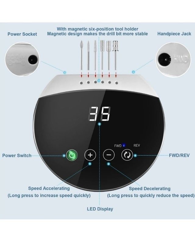 Tornio per unghie professionale Nail Drill 35.000 giri/min.