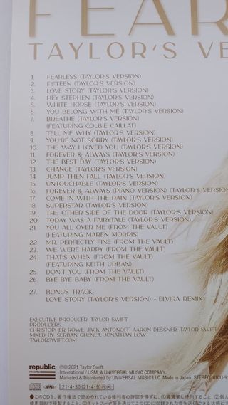 Fearless (Taylor's Version) Japanese Edition 2 CD