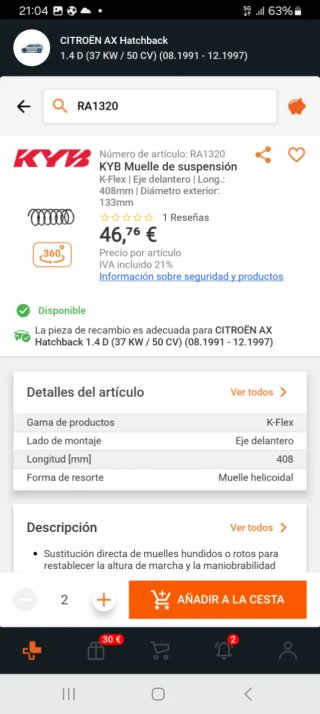 Muelles suspensión