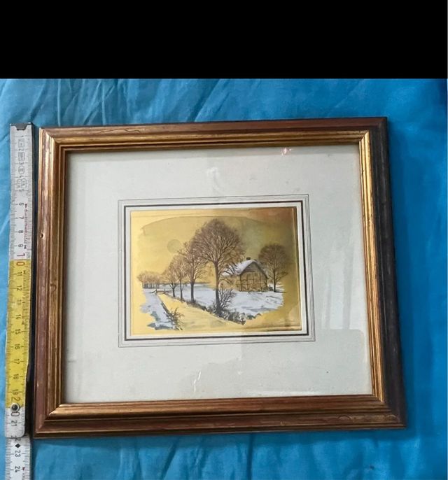 Paesaggio quadro foglia oro Dino Fontana