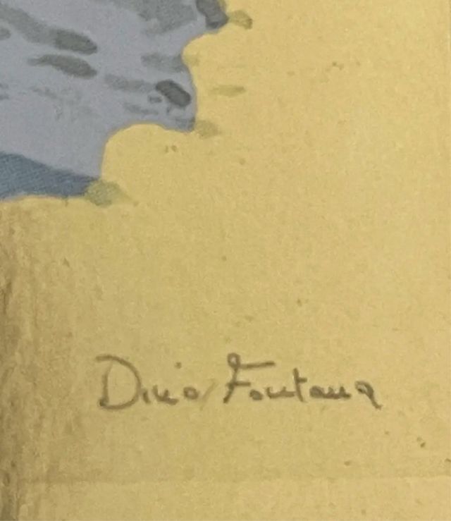 Paesaggio quadro foglia oro Dino Fontana