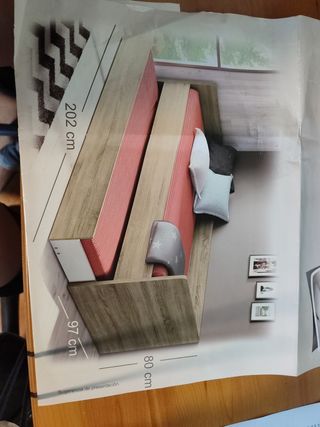 Estructura de cama de 190×90 color roble