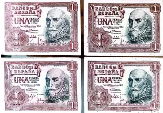 Billetes de pesetas Series N, H 1G