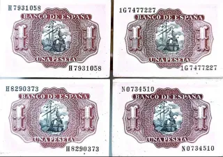Billetes de pesetas Series N, H 1G