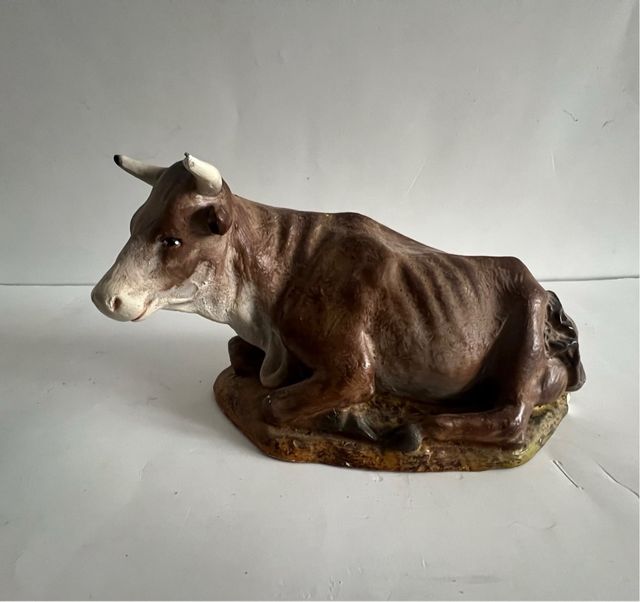 Figuras belén antiguas artesanía Buey y mula