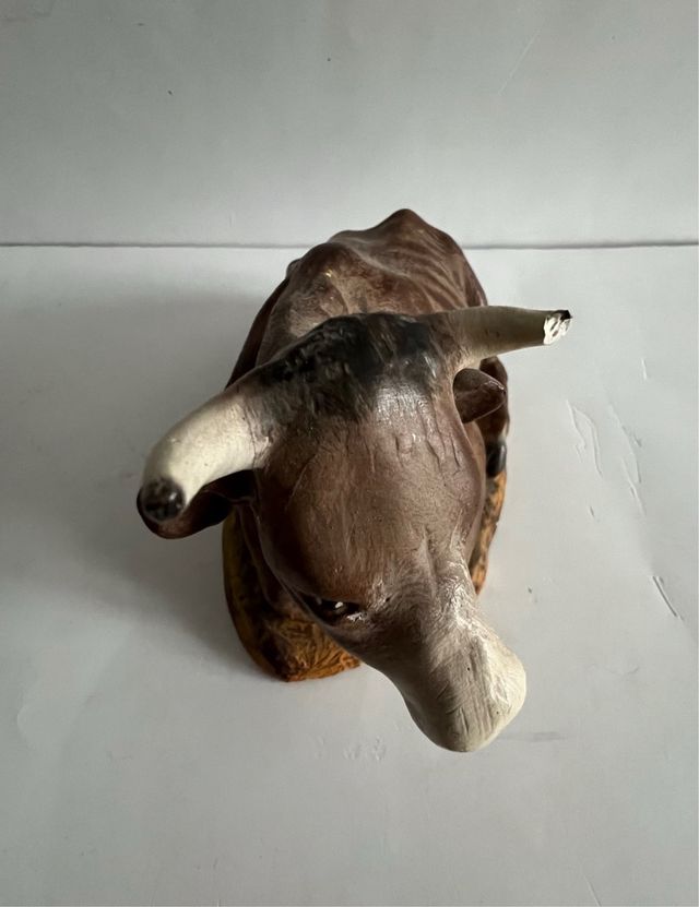 Figuras belén antiguas artesanía Buey y mula