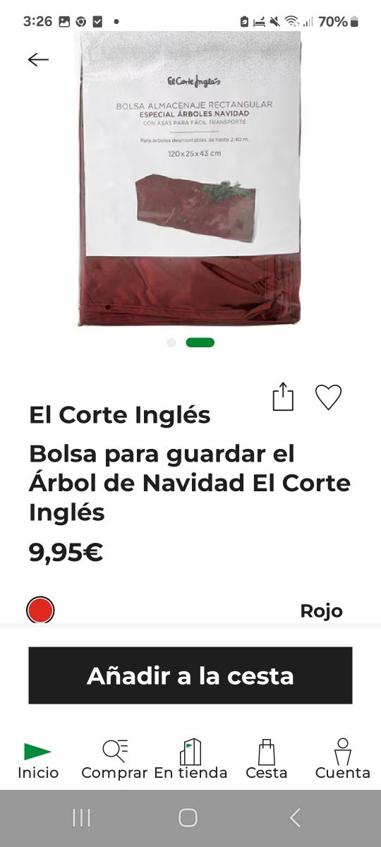 ARBOL NAVIDAD 140 CM. + FUNDA.