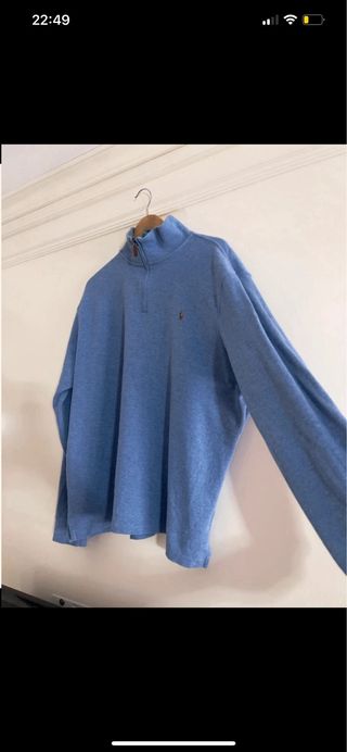 Jersey Polo Ralph Lauren azul celeste cremallera