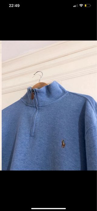 Jersey Polo Ralph Lauren azul celeste cremallera