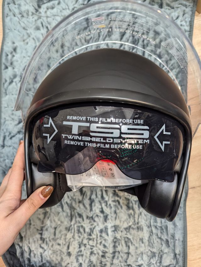 Casco jet ligero con doble visor, nuevo