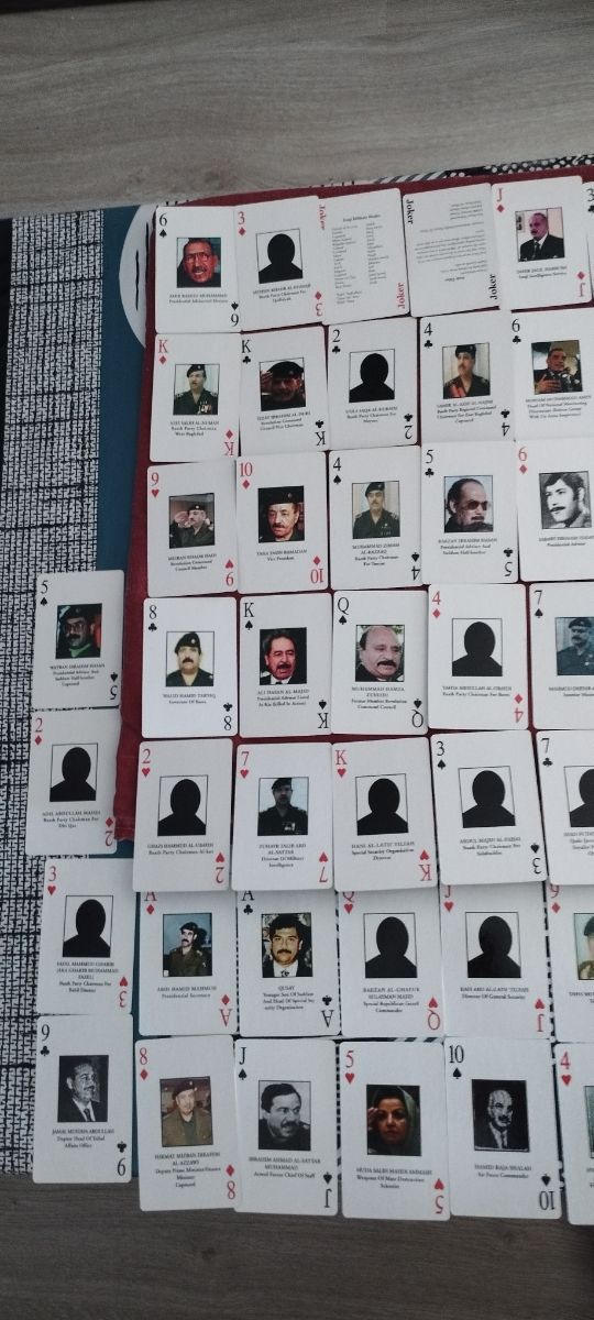 Cartas únicas de colección Sadam Husein y sus