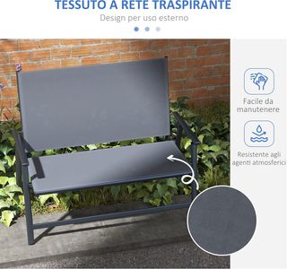 Sedia Pieghevole a 2 Posti con Seduta Traspirante