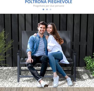 Sedia Pieghevole a 2 Posti con Seduta Traspirante