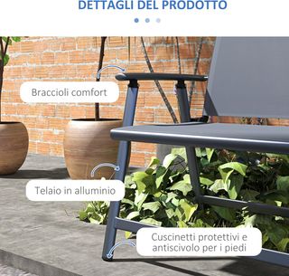 Sedia Pieghevole a 2 Posti con Seduta Traspirante