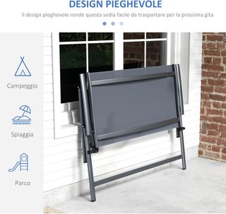 Sedia Pieghevole a 2 Posti con Seduta Traspirante