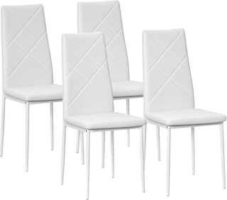 Set 4 Sedie Sala da Pranzo Imbottite con Schienale