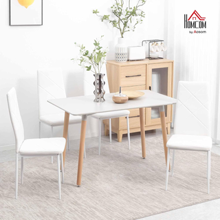 Set 4 Sedie Sala da Pranzo Imbottite con Schienale