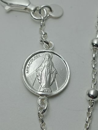 Pulsera Virgen Milagrosa con cruz plata