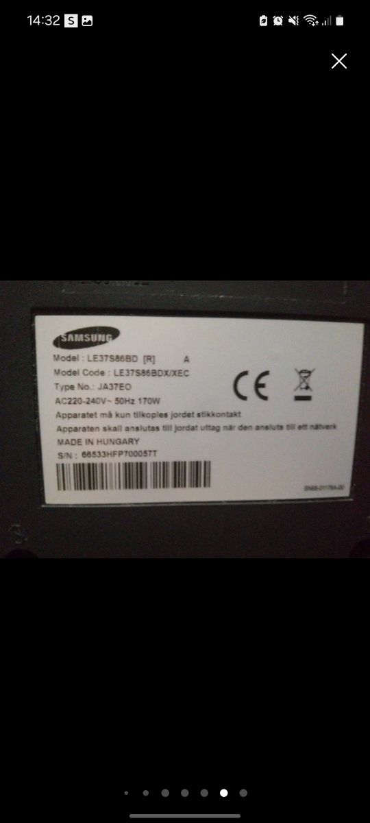 TELEVISION SAMSUNG 37" PULGADAS