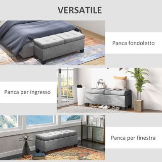 Panca Contenitore Fondoletto in Tessuto con Imbott