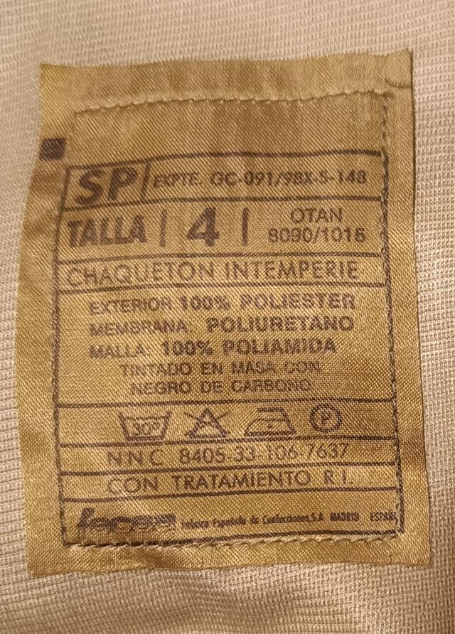 TRAJE DE INTEMPERIE GORETEX.