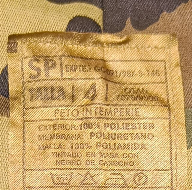 TRAJE DE INTEMPERIE GORETEX.