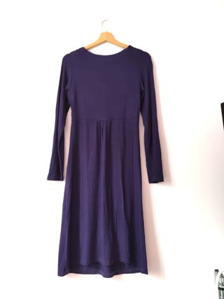 Abito maglia viola porpora svasato scollo V sera