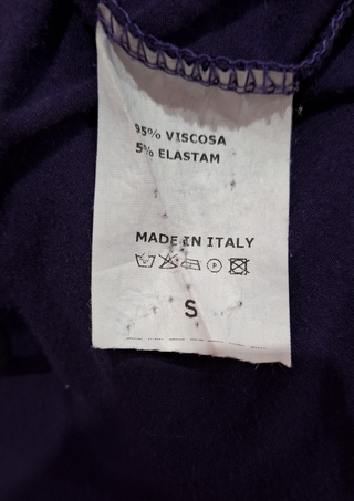 Abito maglia viola porpora svasato scollo V sera