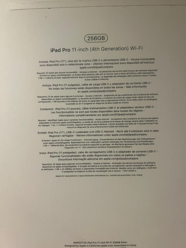 IPAD PRO 11 2022 256 GB WIFI