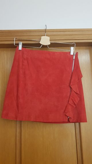 Minifalda mujer piel roja Mango T.S