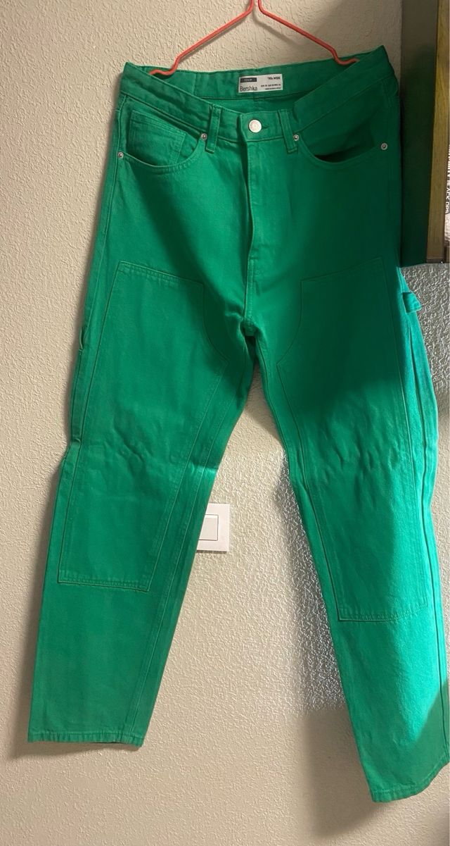 Vaqueros verdes anchos