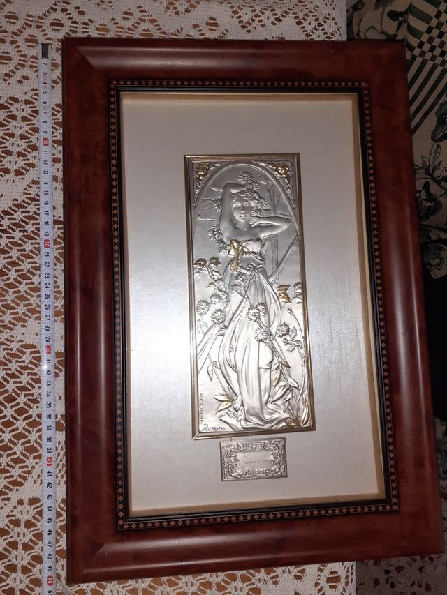 Cuadro italiano de plata en relieve