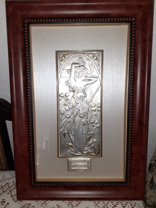 Cuadro italiano de plata en relieve