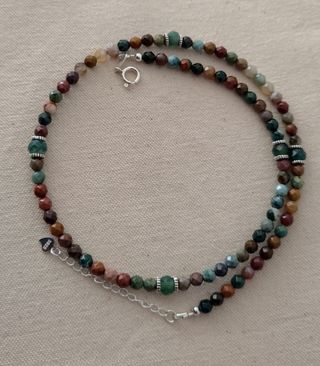 Collar, plata ley y agata india 