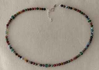 Collar, plata ley y agata india 