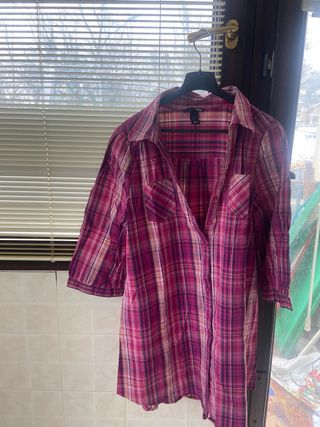 Abito a camicia con taschini e maniche 3/4