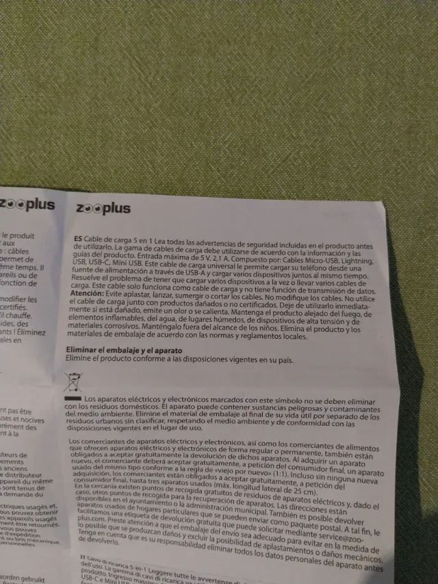 Cable de carga USB 5 en 1