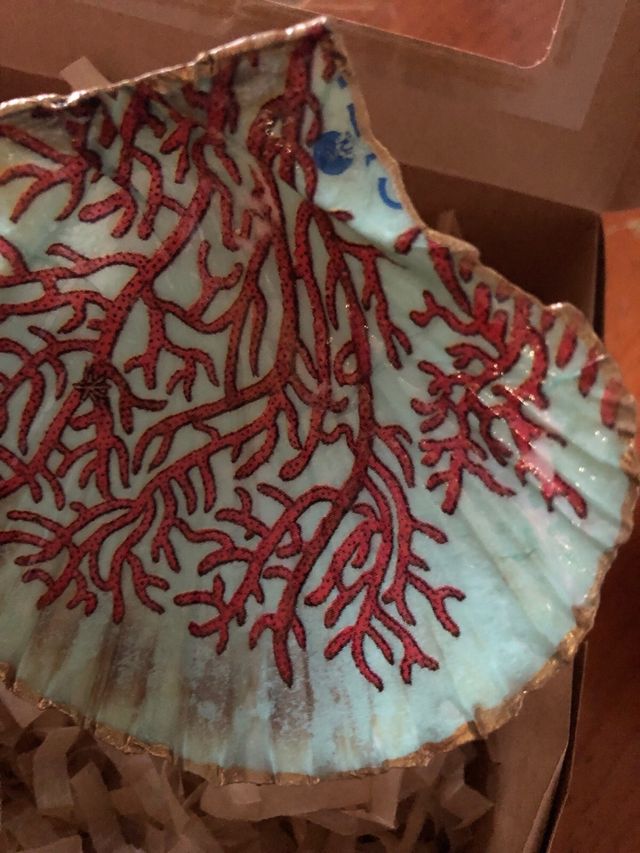 Platito concha de vieira decoupage