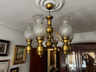 Lampara de techo de 6 brazos de bronce