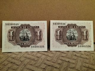 Pareja consecutiva billetes 1 Peseta 
