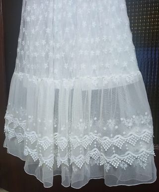 Vestido largo de encaje, blanco ibicenco M/L