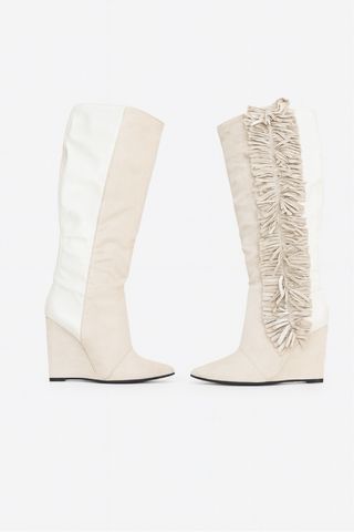 Nuevas. Botas altas blancas flecos con cuña