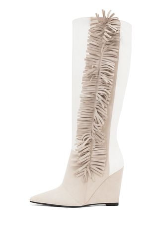 Nuevas. Botas altas blancas flecos con cuña