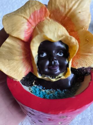 LOTE 6 MACETAS DECORATIVAS CON BEBES "NEGRITOS".