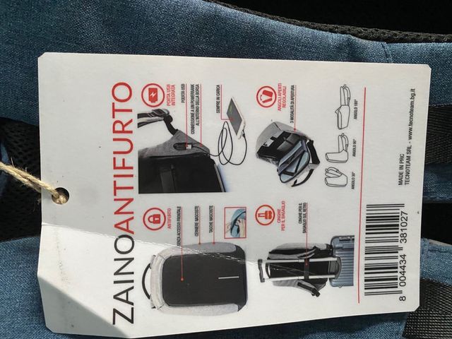 Zaino antifurto