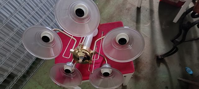 Lampara antigua vintage con 5 tulipas